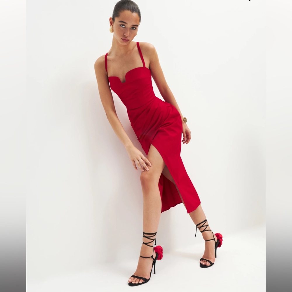 Reformation Alfred Dress, Size 2, color cherry red